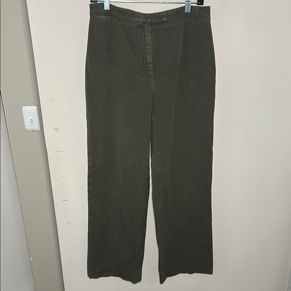 Lauren Ralph Lauren Olive Green wide leg cotton spandex Trousers